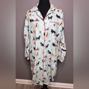 Land’s End Dog Long Sleeve Flannel Cotton Sleepshirt Winter Size XL